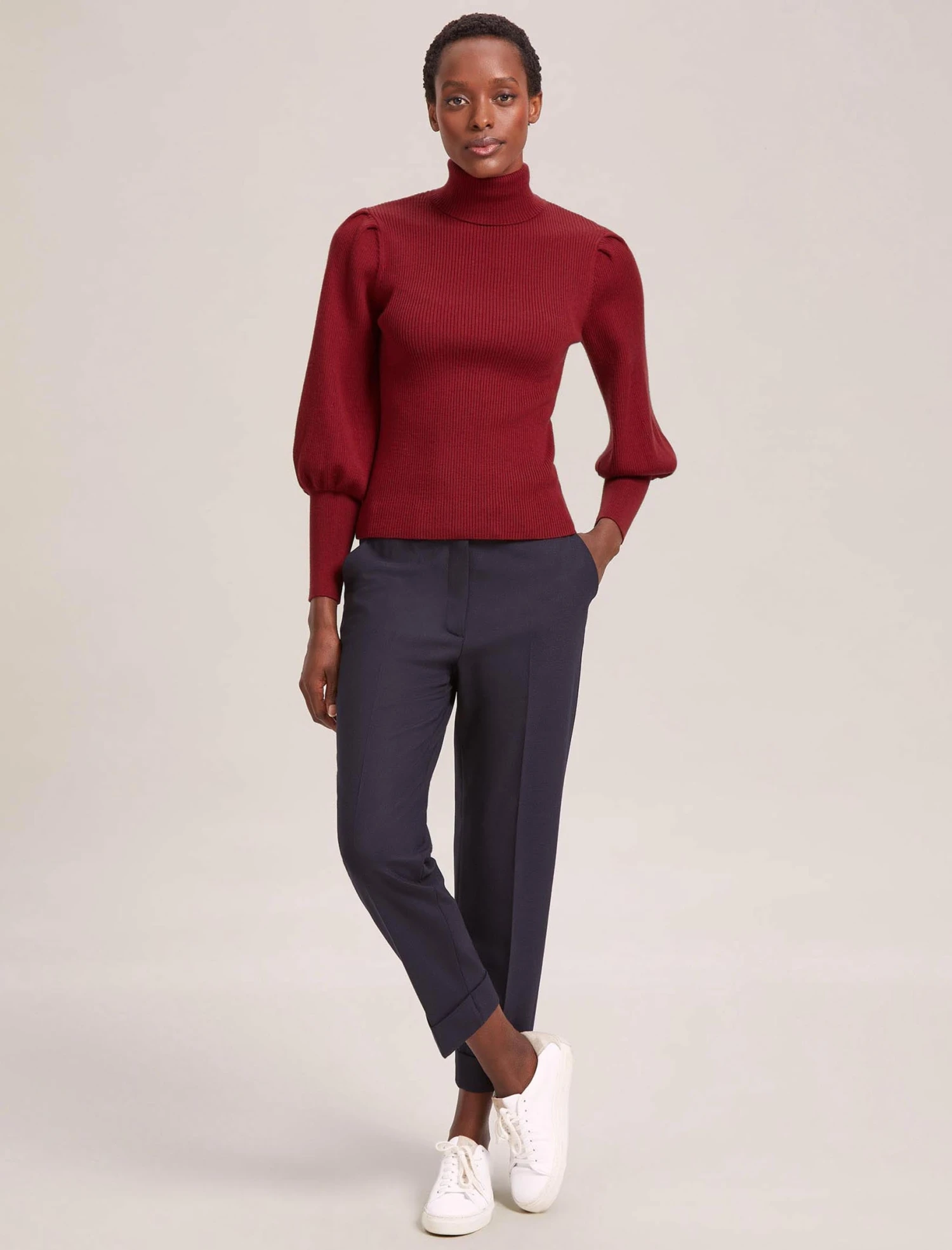 Eva Wool Roll Neck Jumper - Dark Red 4 Eva Wool Roll Neck Jumper - Dark Red - Image 4