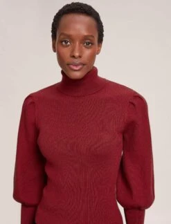 Eva Wool Roll Neck Jumper - Dark Red 8 Eva Wool Roll Neck Jumper - Dark Red -CEFINN Shop RSHT K10 EVA DARKRED LS 40727