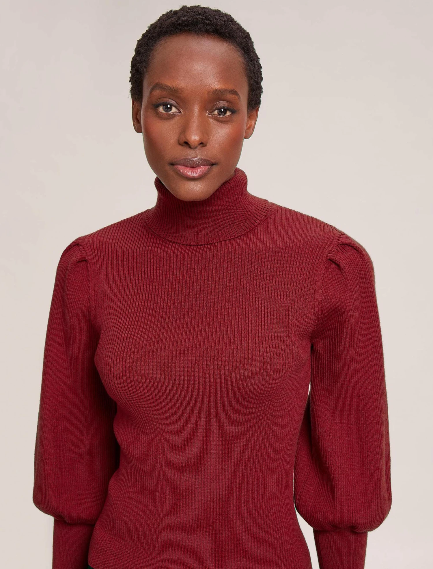 Eva Wool Roll Neck Jumper - Dark Red 3 Eva Wool Roll Neck Jumper - Dark Red - Image 3