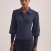 Eva Merino Wool Collared Jumper - Denim Blue