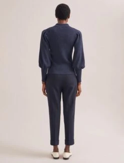 Eva Merino Wool Collared Jumper - Denim Blue -CEFINN Shop RSHT K143 EVA DENIMBLUE TR77 CLEMENT NAVY 1657