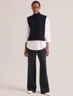 Janie Cashmere Blend Funnel Neck Sleeveless Jumper - Navy 9 Janie Cashmere Blend Funnel Neck Sleeveless Jumper - Navy -CEFINN Shop RSHT K156 JANIE NAVY LS 0516