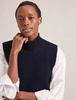 Janie Cashmere Blend Funnel Neck Sleeveless Jumper - Navy 10 Janie Cashmere Blend Funnel Neck Sleeveless Jumper - Navy -CEFINN Shop RSHT K156 JANIE NAVY LS 0556