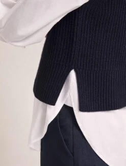 Janie Cashmere Blend Funnel Neck Sleeveless Jumper - Navy 11 Janie Cashmere Blend Funnel Neck Sleeveless Jumper - Navy -CEFINN Shop RSHT K156 JANIE NAVY LS 0569