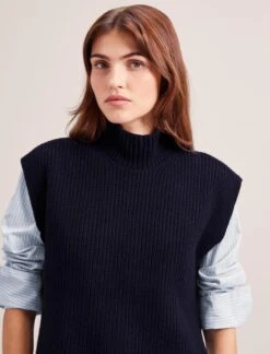 Janice Wool Funnel Neck Sleeveless Jumper - Navy -CEFINN Shop RSHT K157 JANICE NAVY LS 0712 807dfedc 546c 4399 954d e0f7932acf49