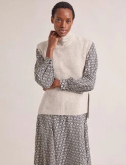 Janice Cashmere Blend Funnel Neck Sleeveless Jumper - Oatmeal 9 Janice Cashmere Blend Funnel Neck Sleeveless Jumper - Oatmeal -CEFINN Shop RSHT K157 JANICE OATMEAL LS 2304