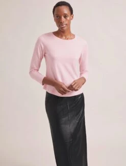 Maia Cotton Silk Blend T-Shirt - Pale Pink 12 Maia Cotton Silk Blend T-Shirt - Pale Pink -CEFINN Shop RSHT K174 MAIA PALEPINK LS 2053