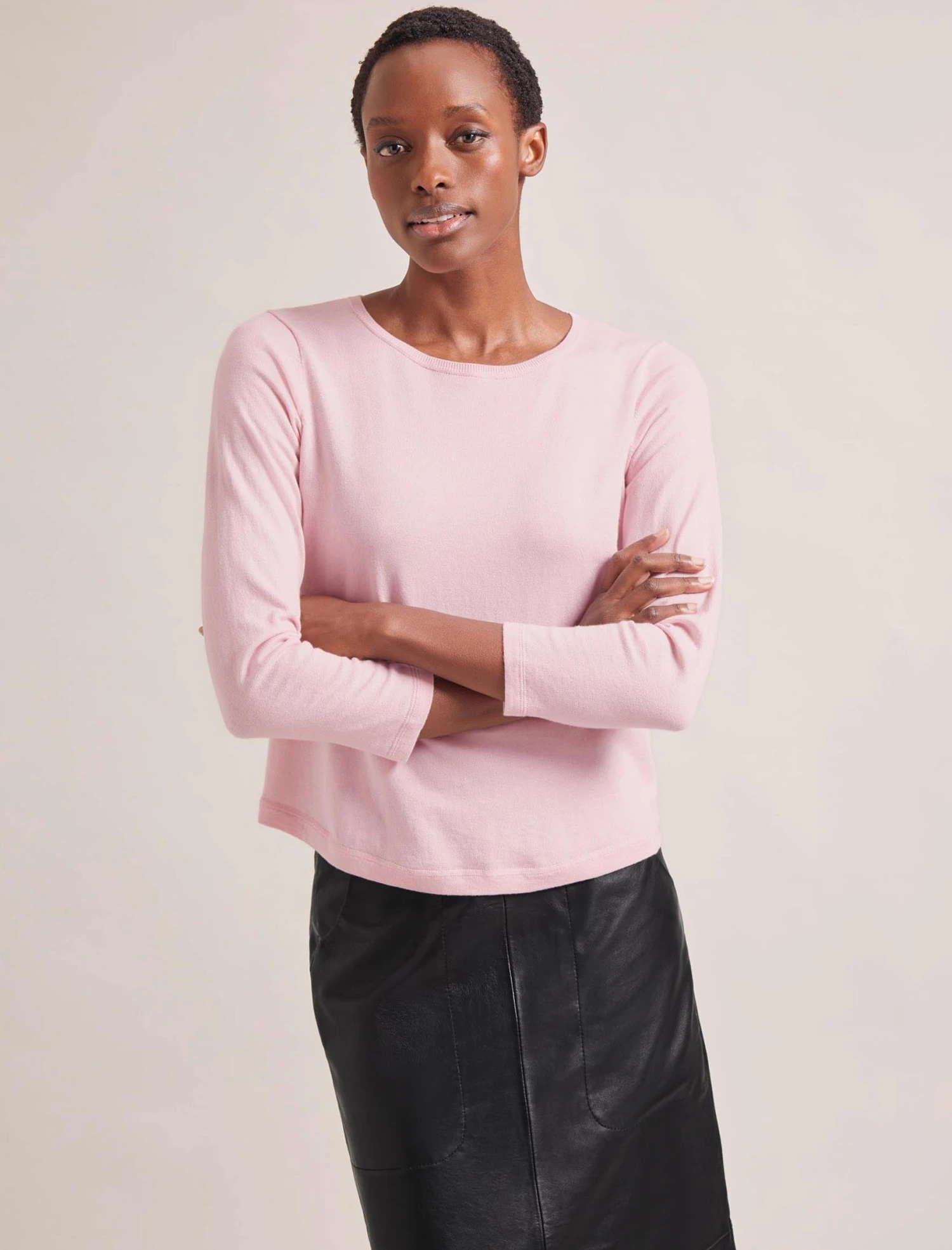 Maia Cotton Silk Blend T-Shirt - Pale Pink 3 Maia Cotton Silk Blend T-Shirt - Pale Pink - Image 3