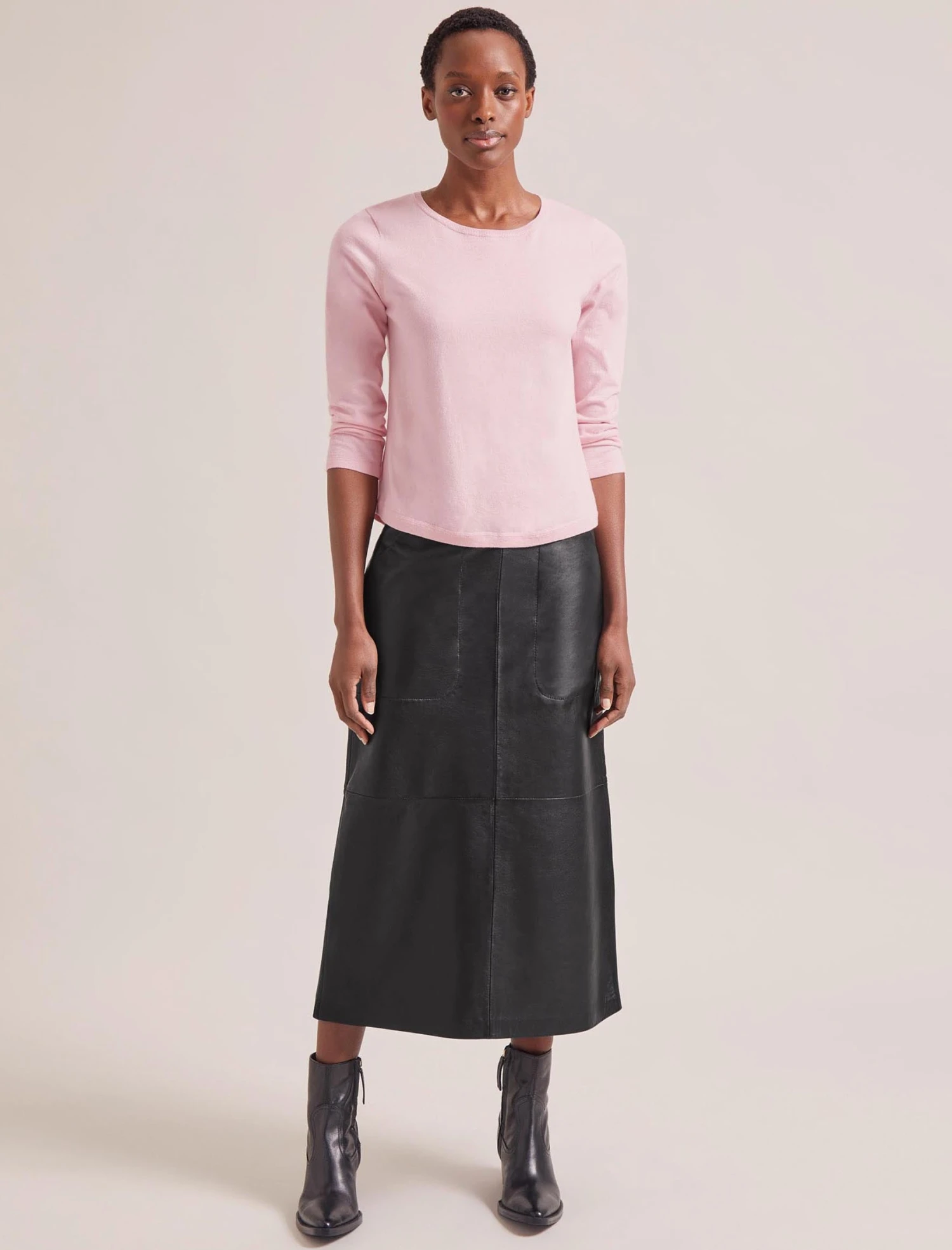 Maia Cotton Silk Blend T-Shirt - Pale Pink 2 Maia Cotton Silk Blend T-Shirt - Pale Pink - Image 2