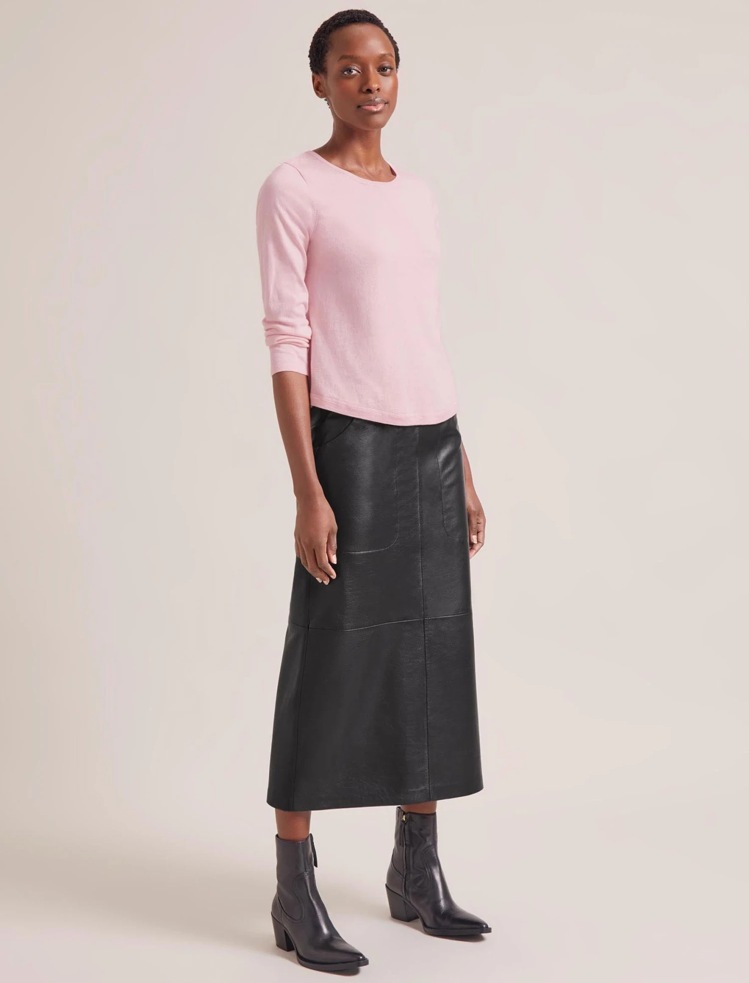 Maia Cotton Silk Blend T-Shirt - Pale Pink 4 Maia Cotton Silk Blend T-Shirt - Pale Pink - Image 4