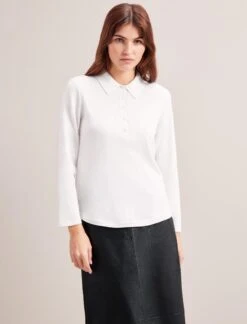 Morgan Cotton Silk Blend T-Shirt - White -CEFINN Shop RSHT K175 MORGAN WHITE LS 0426