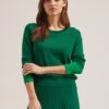 Colette Contrast Cuff Jumper - Emerald Green