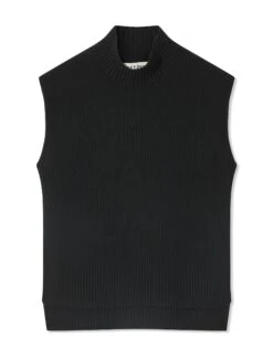 Janice Wool Funnel Neck Sleeveless Jumper - Black -CEFINN Shop RSHT K25 JANICE BLACK CO 118