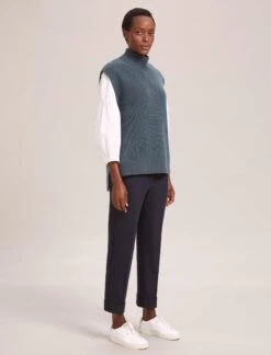 Janice Wool Funnel Neck Sleeveless Jumper - Slate Blue -CEFINN Shop RSHT K25 JANICE SLATEBLUE LS 41666