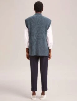 Janice Wool Funnel Neck Sleeveless Jumper - Slate Blue -CEFINN Shop RSHT K25 JANICE SLATEBLUE LS 41727