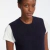 Janie Wool Round Neck Sleeveless Jumper - Navy