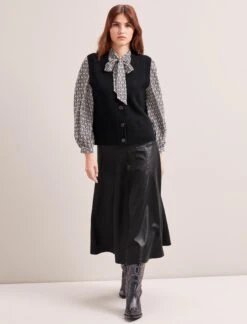 Aubrey Shirt - Ecru Black Trellis Print -CEFINN Shop RSHT K69 MERYL BLACK LS 0744 71b1fbc2 a82c 4126 a902 00527bfd4f8f