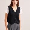 Wesley Cashmere Blend V Neck Waistcoat - Black