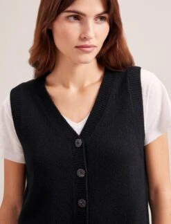 Wesley Cashmere Blend V Neck Waistcoat - Black -CEFINN Shop RSHT K82 WESLEY BLACK LS 0265