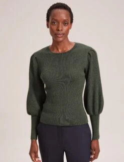 Eva Wool Crew Neck Jumper - Khaki -CEFINN Shop RSHT K88 EVA KHAKI LS 41611