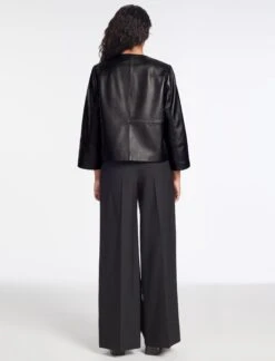 Leah Leather Cropped Jacket - Black -CEFINN Shop RSHT LEAH JK50 BLACK LS 986