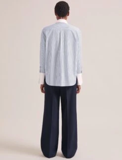 Seymour Organic Cotton Shirt - Blue White Stripe -CEFINN Shop RSHT S74 SEYMOUR BLUEWHITESTRIPE LS 1211