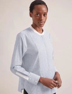 Sefton Organic Cotton Shirt - Blue White Stripe -CEFINN Shop RSHT S75 SEFTON BLUEWHITESTRIPE LS 1343