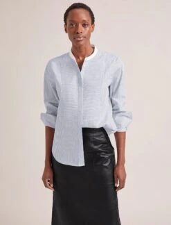 Sefton Organic Cotton Shirt - Blue White Stripe -CEFINN Shop RSHT S75 SEFTON BLUEWHITESTRIPE LS 1380