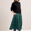 Sawyer Cotton Maxi Skirt - Green Bramble Print