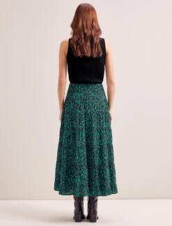 Sawyer Cotton Maxi Skirt - Green Bramble Print -CEFINN Shop RSHT SK181 SAWYER GREENBRAMBLEPRINT LS 7509