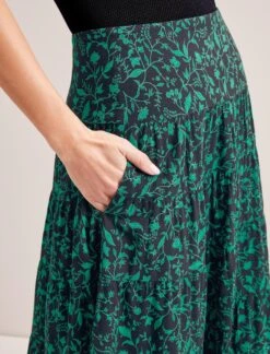 Sawyer Cotton Maxi Skirt - Green Bramble Print -CEFINN Shop RSHT SK181 SAWYER GREENBRAMBLEPRINT LS 7511