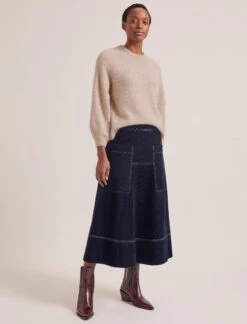 Simone Corduroy Maxi Skirt - Navy -CEFINN Shop RSHT SK187 SIMONE NAVY LS 0934