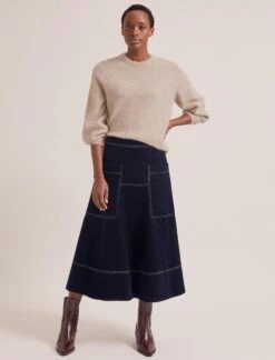 Simone Corduroy Maxi Skirt - Navy -CEFINN Shop RSHT SK187 SIMONE NAVY LS 0988