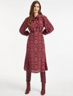 Daria Silk Midi Dress - Rose Shibori Print -CEFINN Shop SP22 D159 DARIA ROSESHIBORIPRINT LS 0427