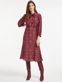 Daria Silk Midi Dress - Rose Shibori Print