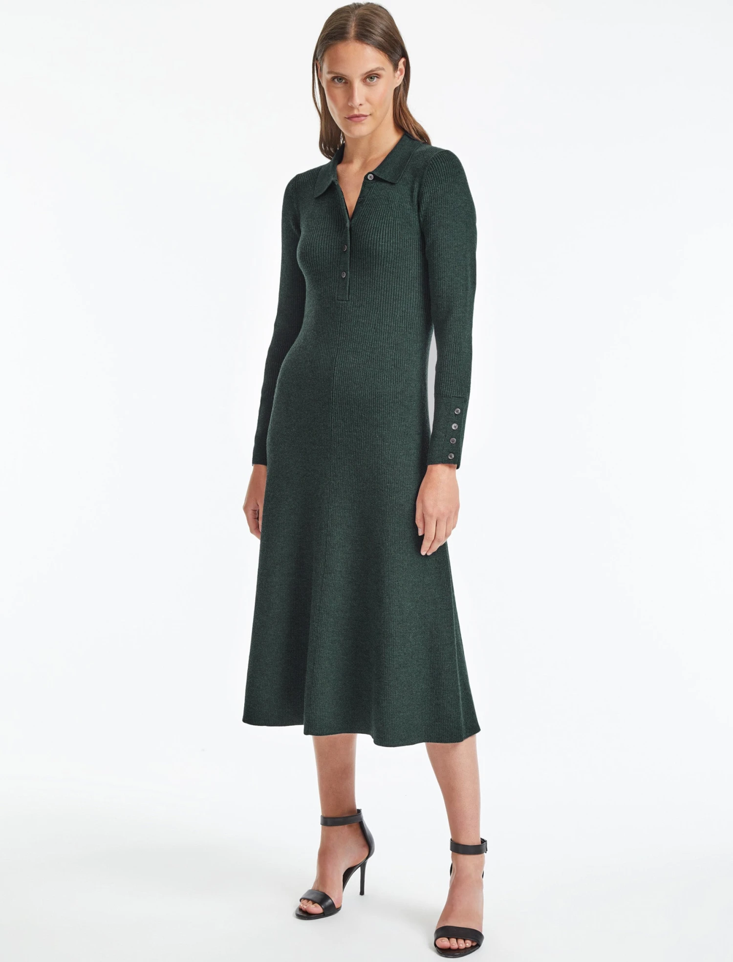 Josie Wool Knit Dress - Dark Green 1 Josie Wool Knit Dress - Dark Green