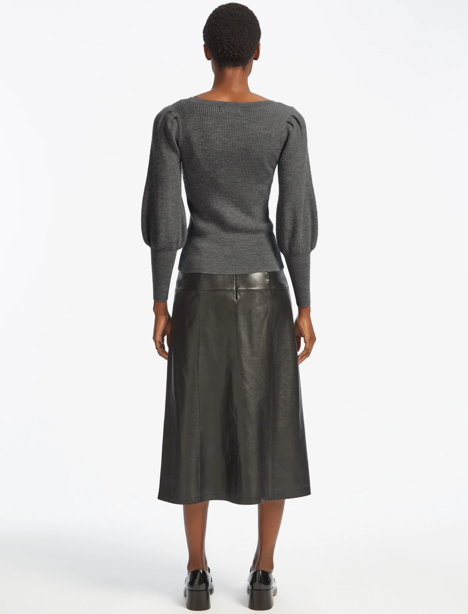 Eva Wool Boat Neck Jumper - Grey Melange 4 Eva Wool Boat Neck Jumper - Grey Melange - Image 4