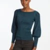 Eva Wool Boat Neck Jumper - Petrol