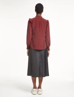 Stella Silk Shirt - Lipstick White Polka Dot -CEFINN Shop SP23 S46 STELLA LIPSTICKWHITEPOLKADOT LS 0481