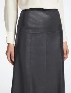 Tiana Leather Midi Skirt - Navy -CEFINN Shop SP23 SK119 TIANA NAVY LS 4068
