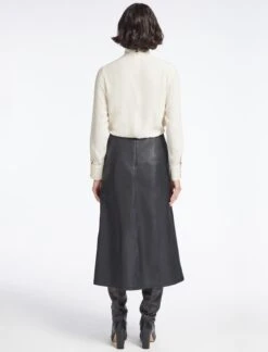 Tiana Leather Midi Skirt - Navy -CEFINN Shop SP23 SK119 TIANA NAVY LS 4075