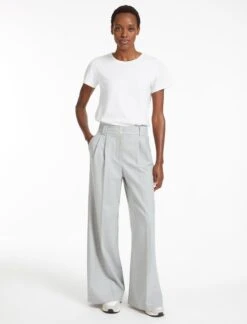 Margot New Wool Wide Leg Trouser - Light Grey -CEFINN Shop SP23 TR70 MARGOT LIGHTGREY LS 28844