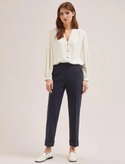 Clement New Wool Turn Up Trouser - Navy -CEFINN Shop SP24 CLEMENT TR76 NAVY LS 710