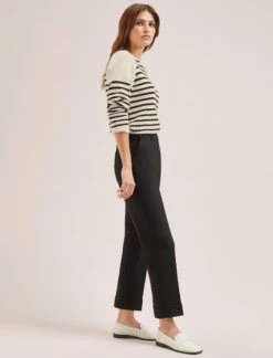 Clement New Wool Easy Waist Turn Up Trouser - Black -CEFINN Shop SP24 CLEMENT TR77 BLACK LS 621