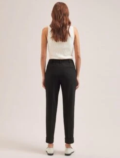 Clement New Wool Easy Waist Turn Up Trouser - Black -CEFINN Shop SP24 CLEMENT TR77 BLACK LS 636