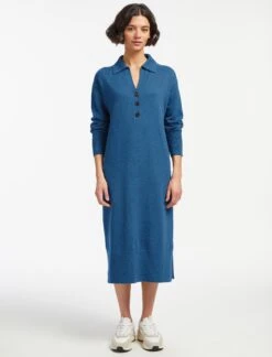 Eleanor Wool Knit Dress - Mid Blue -CEFINN Shop SP24 D496 ELEANOR MID BLUE LS 15252