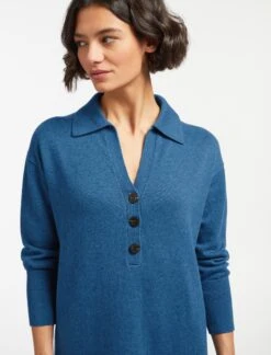 Eleanor Wool Knit Dress - Mid Blue -CEFINN Shop SP24 D496 ELEANOR MID BLUE LS 15279