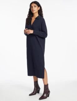 Eleanor Wool Knit Dress - Navy -CEFINN Shop SP24 D496 ELEANOR NAVY LS 1637
