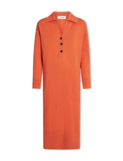 Eleanor Wool Knit Dress - Orange -CEFINN Shop SP24 D496 ELEANOR ORANGE LS