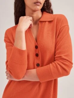 Eleanor Wool Knit Dress - Orange -CEFINN Shop SP24 D496 ELEANOR ORANGE LS 417
